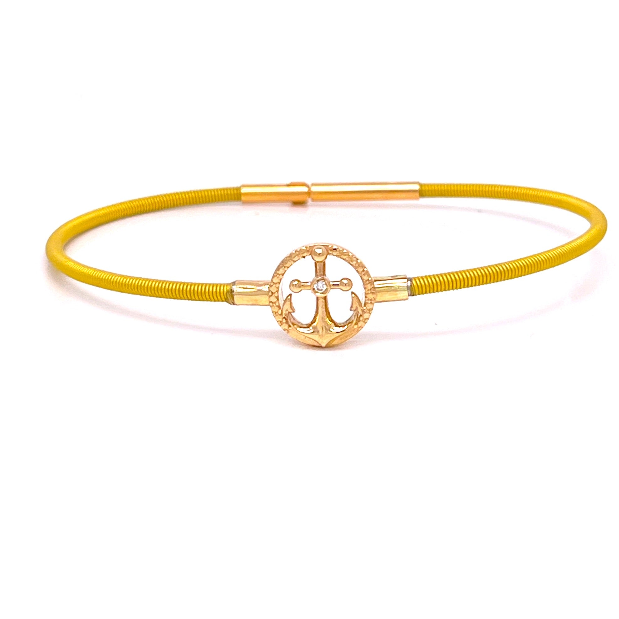 BRACCIALE IN ORO ROSA CON ANCORA CENTRALE E DIAMNTINO