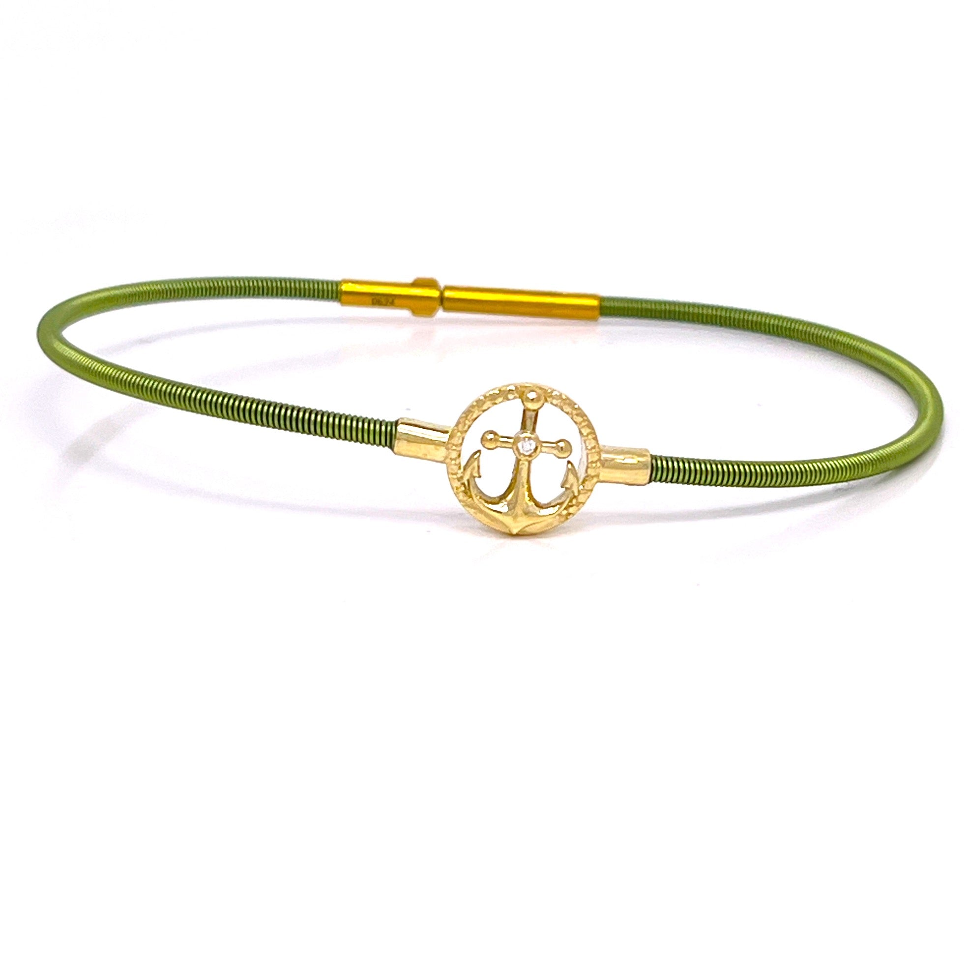 BRACCIALE IN ORO GIALLO CON ANCORA CENTRALE E DIAMNTINO