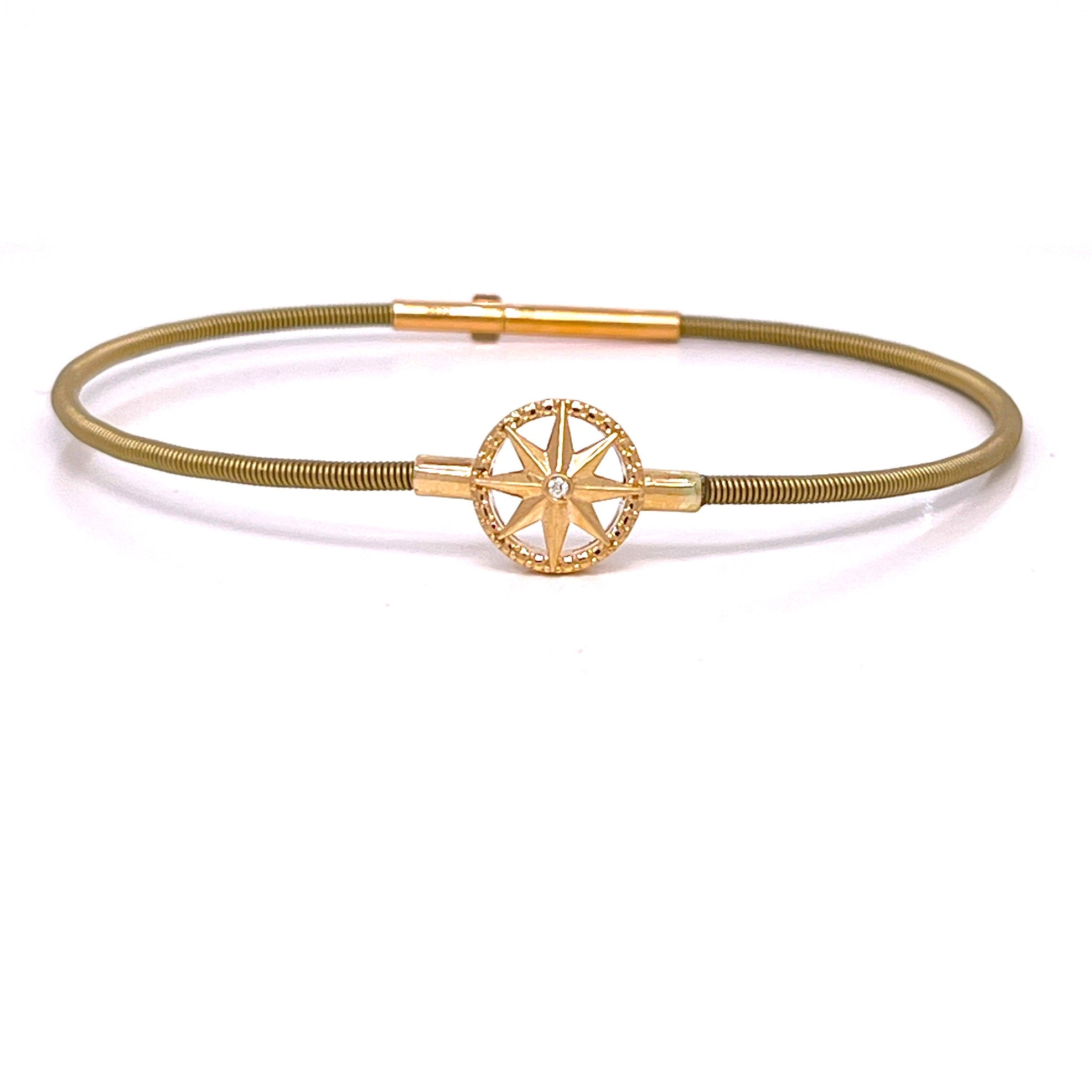 BRACCIALE IN ORO ROSA CON ROSA DEI VENTI CENTRALE E DIAMANTINO