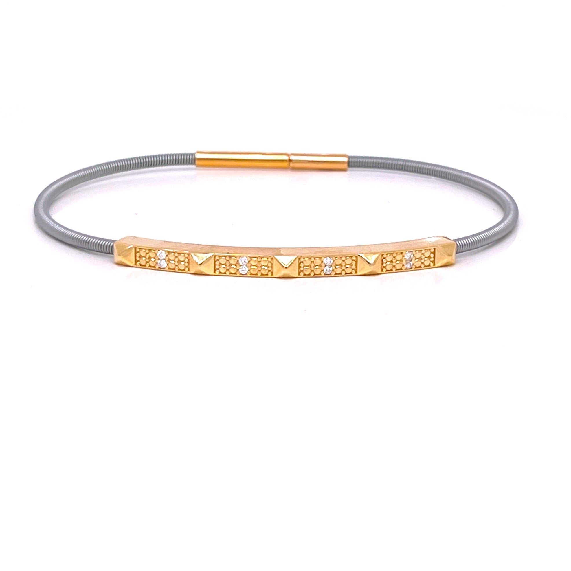 BRACCIALE IN ORO ROSA CON BACCHETTA DI BORCHIE E DIAMANTI