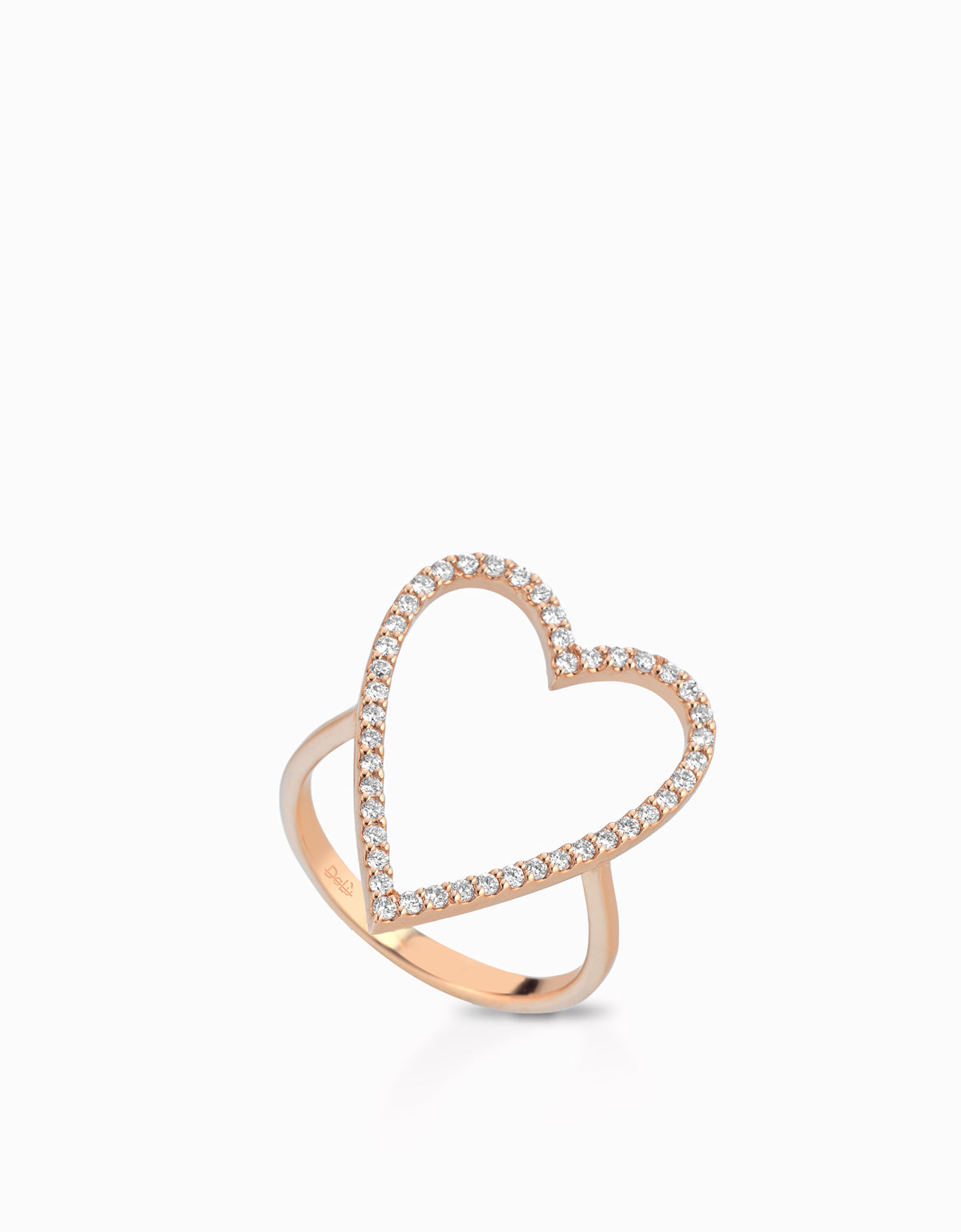 ANELLO CUORE APERTO CON DIAMANTI IN ORO ROSA