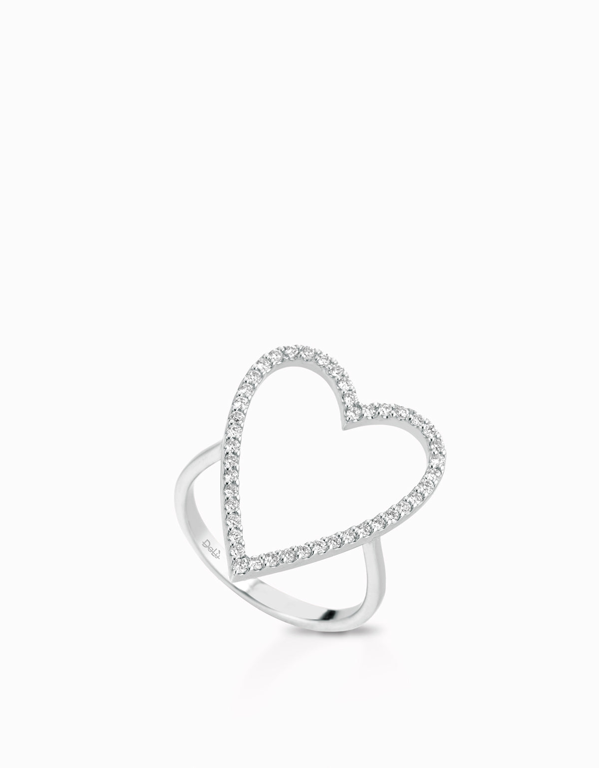 ANELLO A CUORE APERTO IN ORO BIANCO CON DIAMANTI