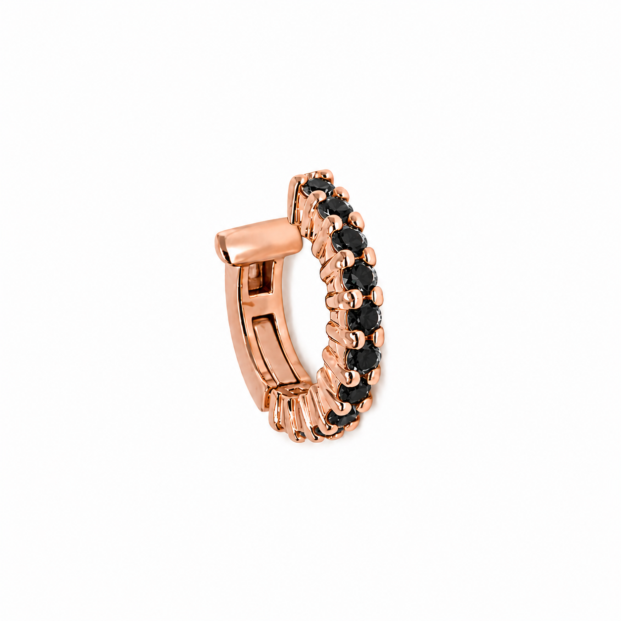 EAR CUFF IN ORO ROSA CON DIAMANTI NERI