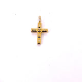 CROCE IN ORO GIALLO CON DIAMANTI E DIAMANTE BROWN CENTRALE