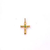 CROCE IN ORO GIALLO CON DIAMANTI E ZMERALDO CENTRALE