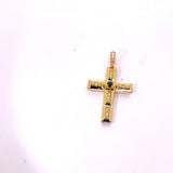 CROCE IN ORO GIALLO GRANDE CON DIAMANTI E DIAMANTE NERO CENTRALE