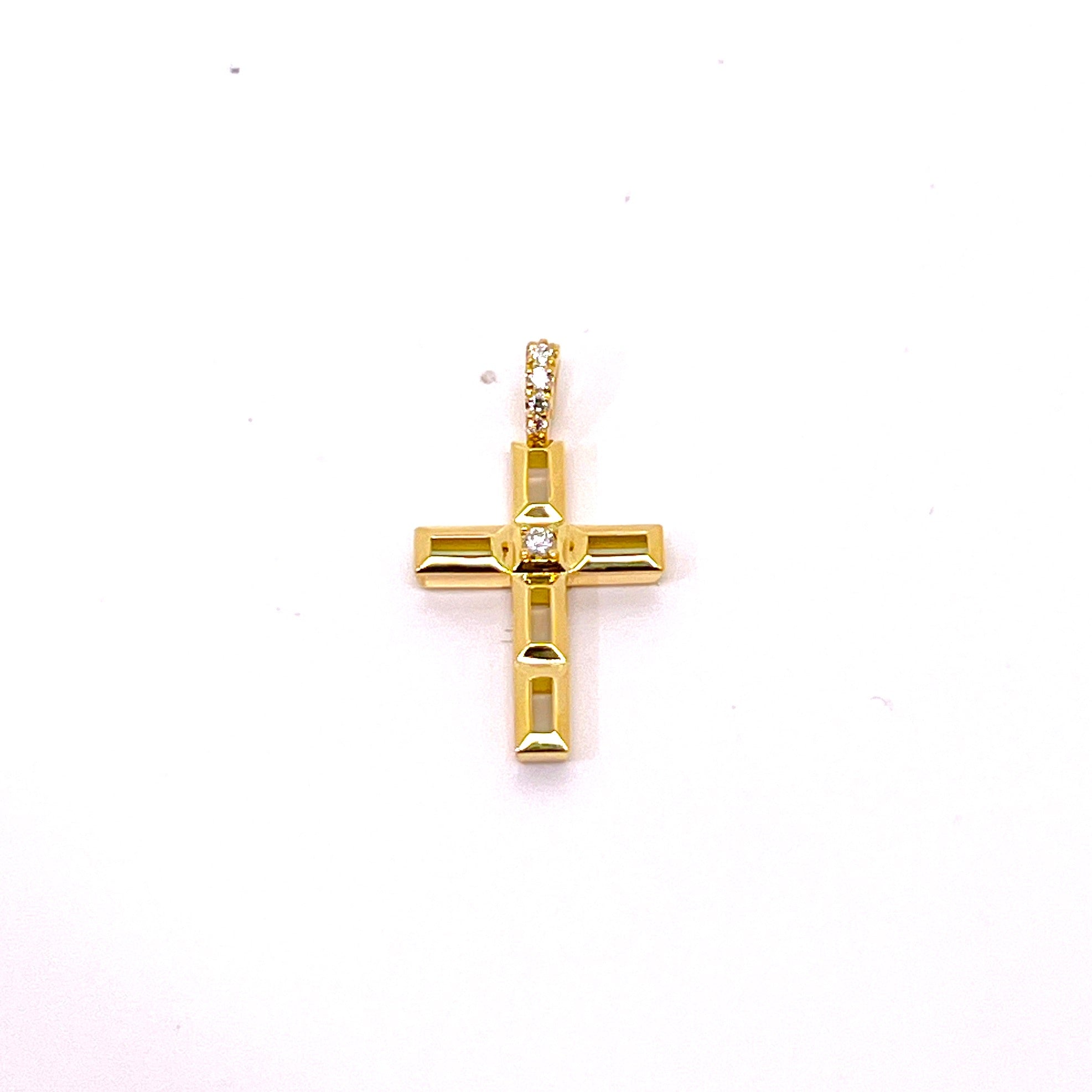 CROCE IN ORO GIALLO CON DIMANTINI