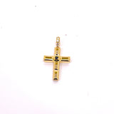 CROCE IN ORO GIALLO CON DIAMANTINO NERO E DIAMANTINI SULLA CONTROMAGLIA