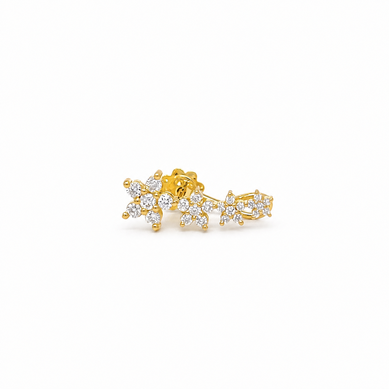 MONO ORECCHINO IN ORO GIALLO A FIORI CON DIAMANTI