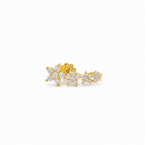 MONO ORECCHINO IN ORO GIALLO A FIORI CON DIAMANTI