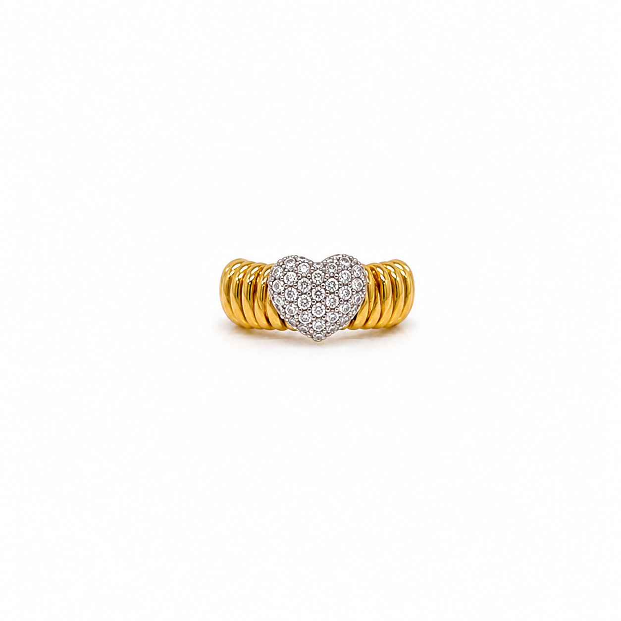 MONO ORECCHINO IN ORO GIALLO CON CUORE DI DIAMANTI