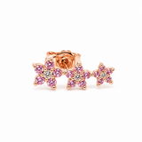 MONO ORECCHINO PICCOLO  IN ORO ROSA CON DIAMANTI E ZAFFIRI ROSA