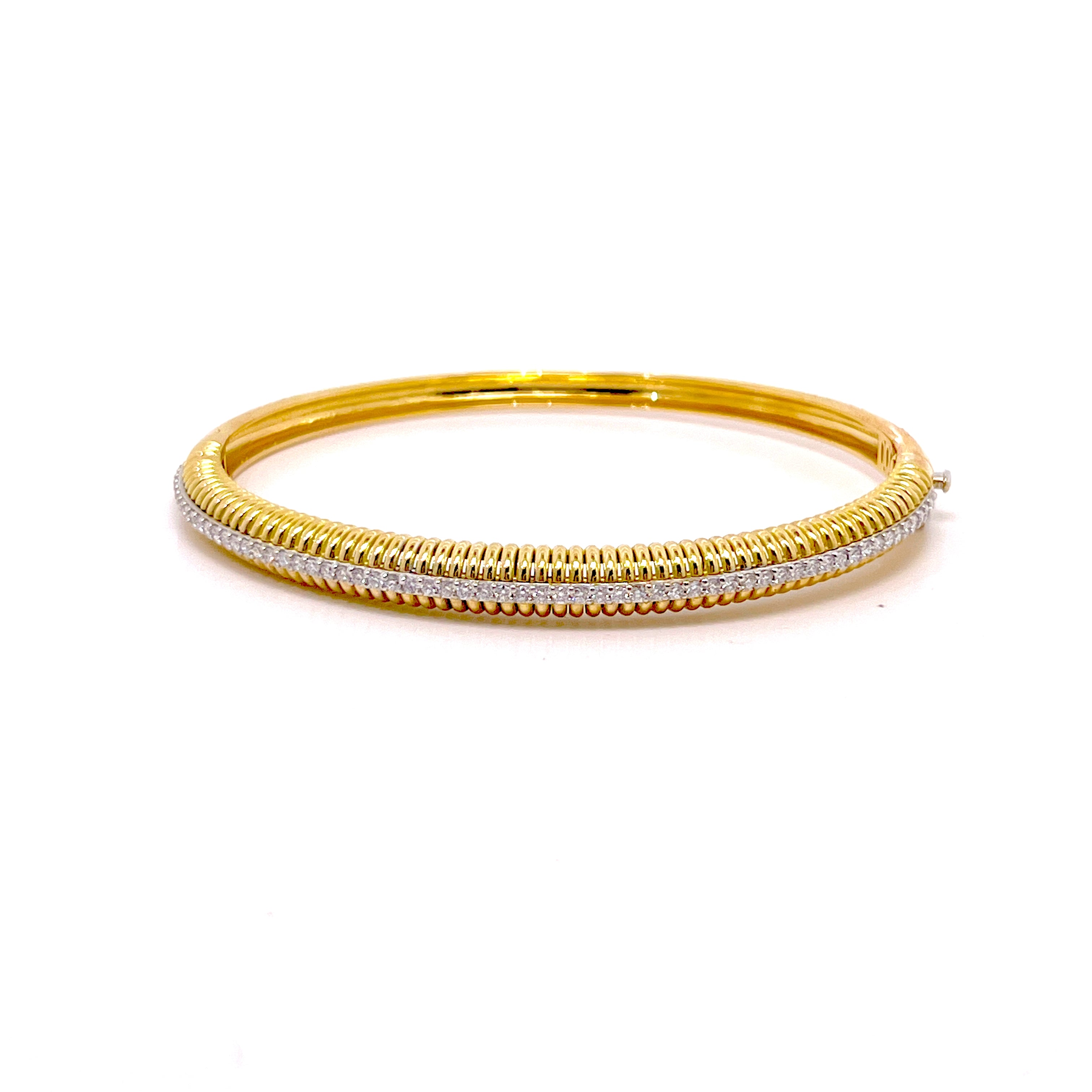 BRACCIALE FASCIA IN ORO GIALLO CON FILA DI DIAMANTI