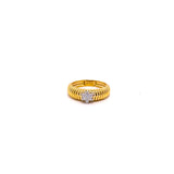 ANELLO FASCIA STRETTA IN ORO GIALLO CON FIORE PICCOLO DI DIAMANTI