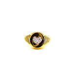 ANELLO SIGILLO IN ORO GIALLO CON CUORE DI DIAMANTI