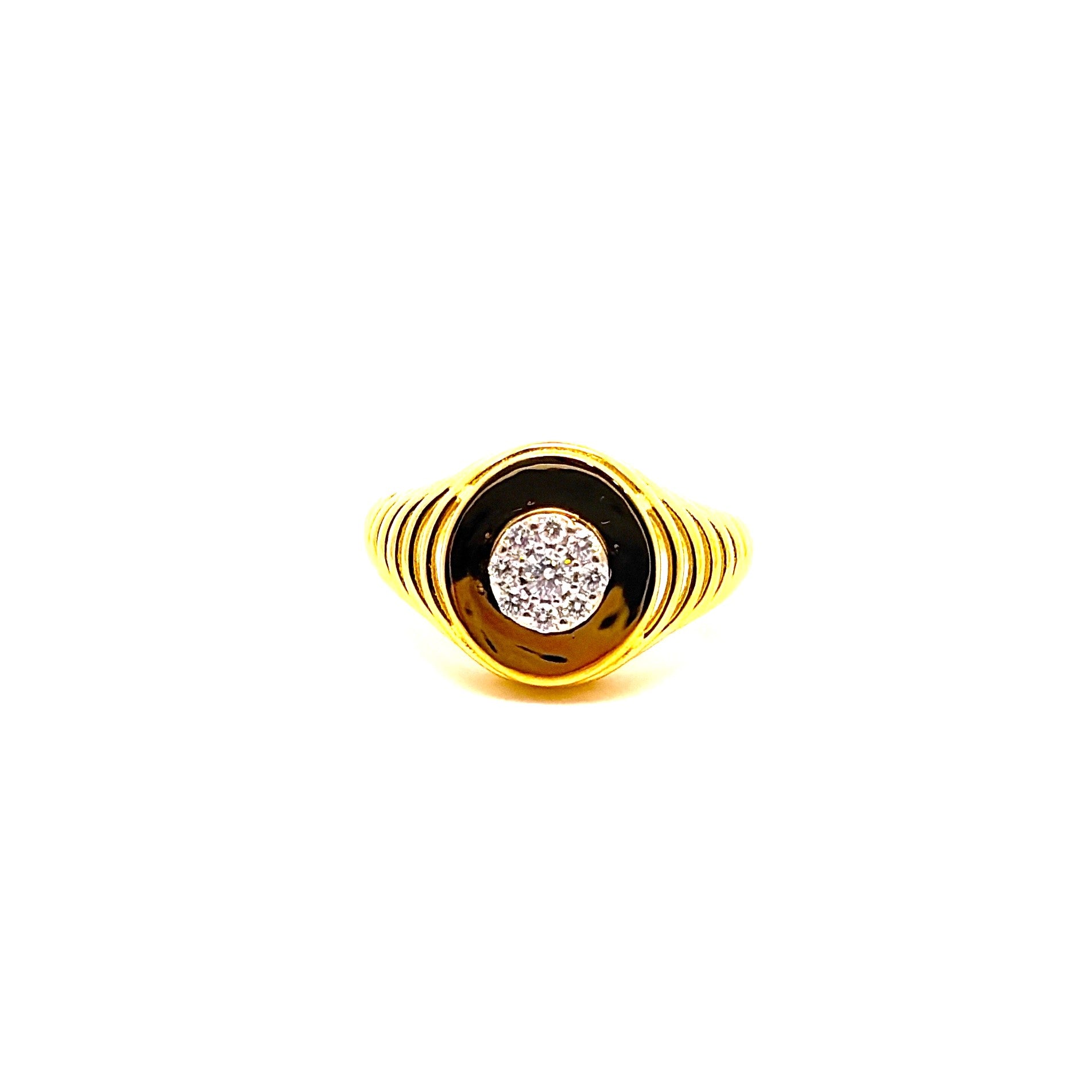 ANELLO SIGILLO IN ORO GIALLO CON DIAMANTI CENTRALI
