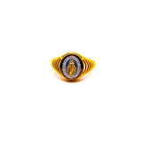 ANELLO SIGILLO IN ORO GIALLO CON DIAMANTI E MADONNINA CENTRALE