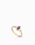 ANELLO IN ORO ROSA CON GOCCIA DI TOPAZIO VIOLA E DIAMANTI