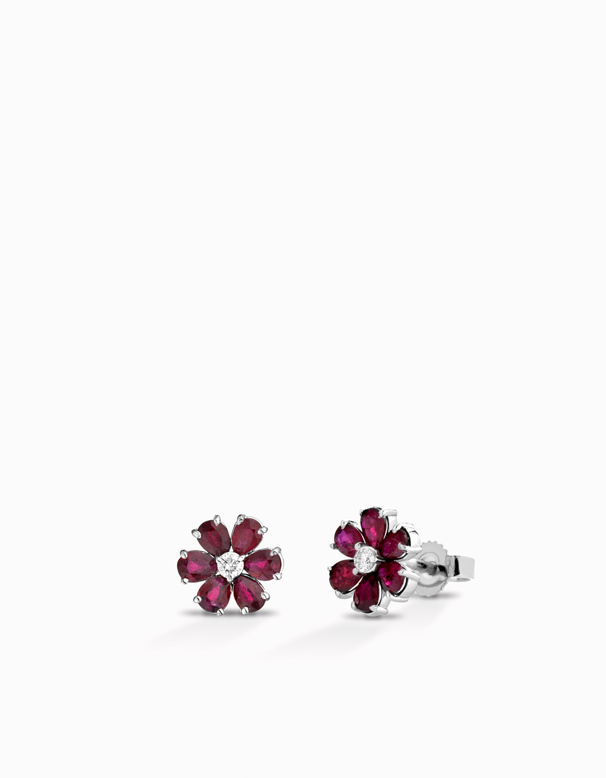 ORECCHINI IN ORO BIANCO CON DIAMANTI E RUIBINI