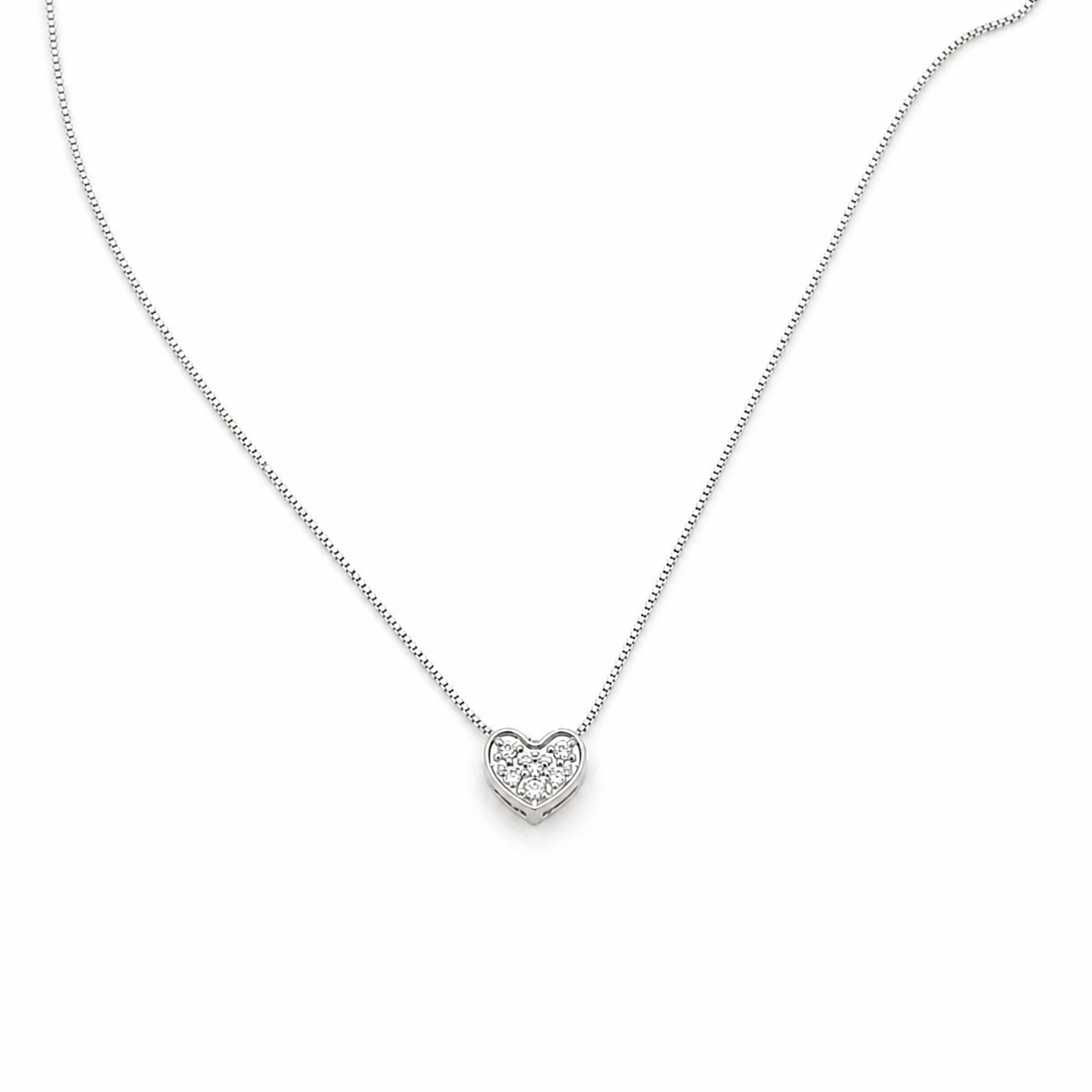 CIONDOLO CUORE IN ORO BIANCO CON DIAMANTI