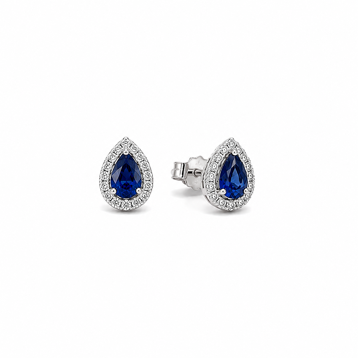 ORECCHINI IN ORO BIANCO CON DIAMANTI E GOCCE DI ZAFFIRI
