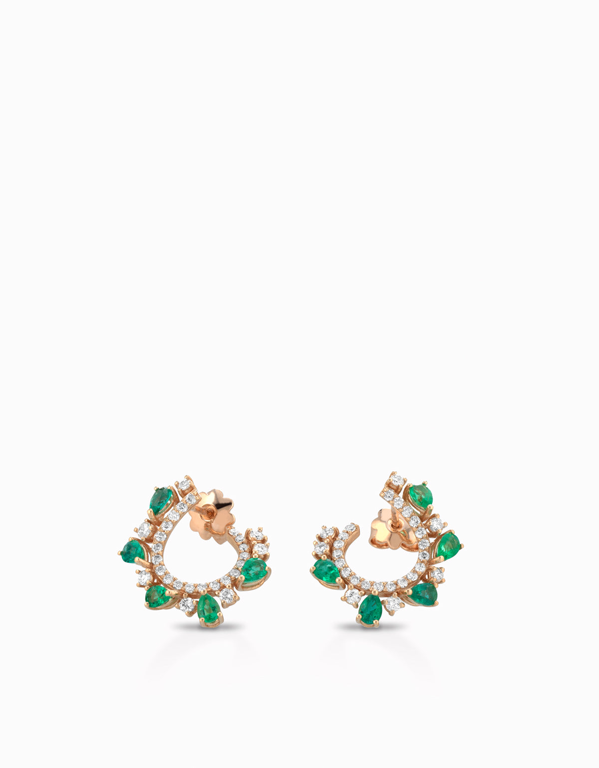 ORECCHINI IN ORO GIALLO CON DIAMANTI E GOCCE DI SMERALDO