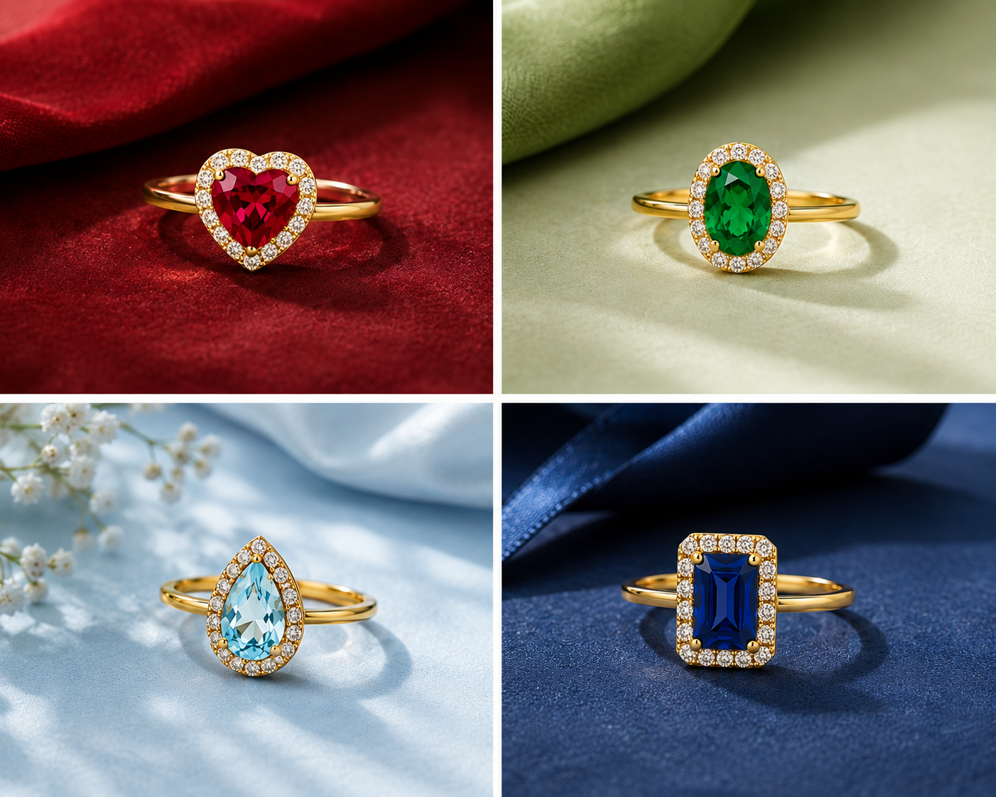 ANELLO IN ORO BIANCO CON DIAMANTI E GOCCIA ACQUAMARINA