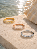 ANELLO MEZZA VERETTA IN ORO ROSA CON DIAMANTI