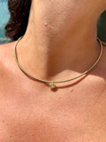 COLLANA CON CINTRUINO IN ORO GIALLO CON FIORE CENTRALE DI  DIAMANTI