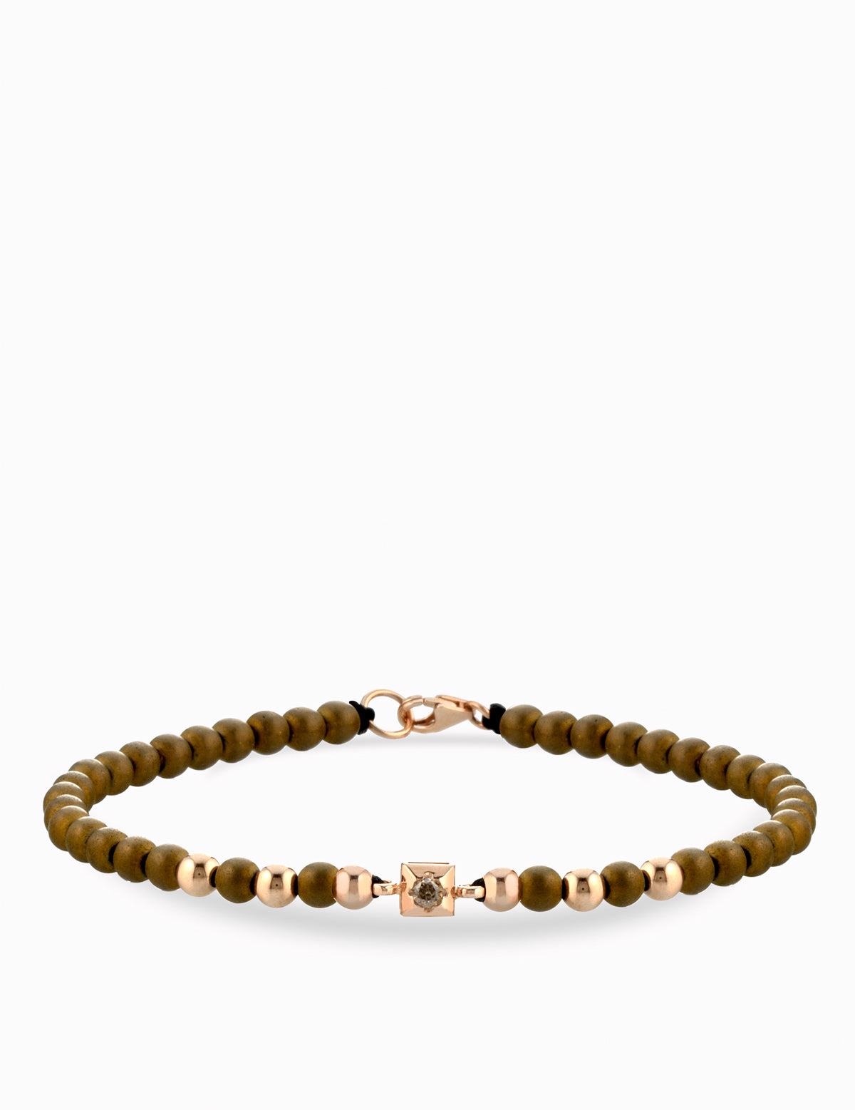 BRACCIALE LACCIO CON ONICE MARRONE IN ORO ROSA PUNTO LUCE CENTRALE CON DIAMANTE BROWN