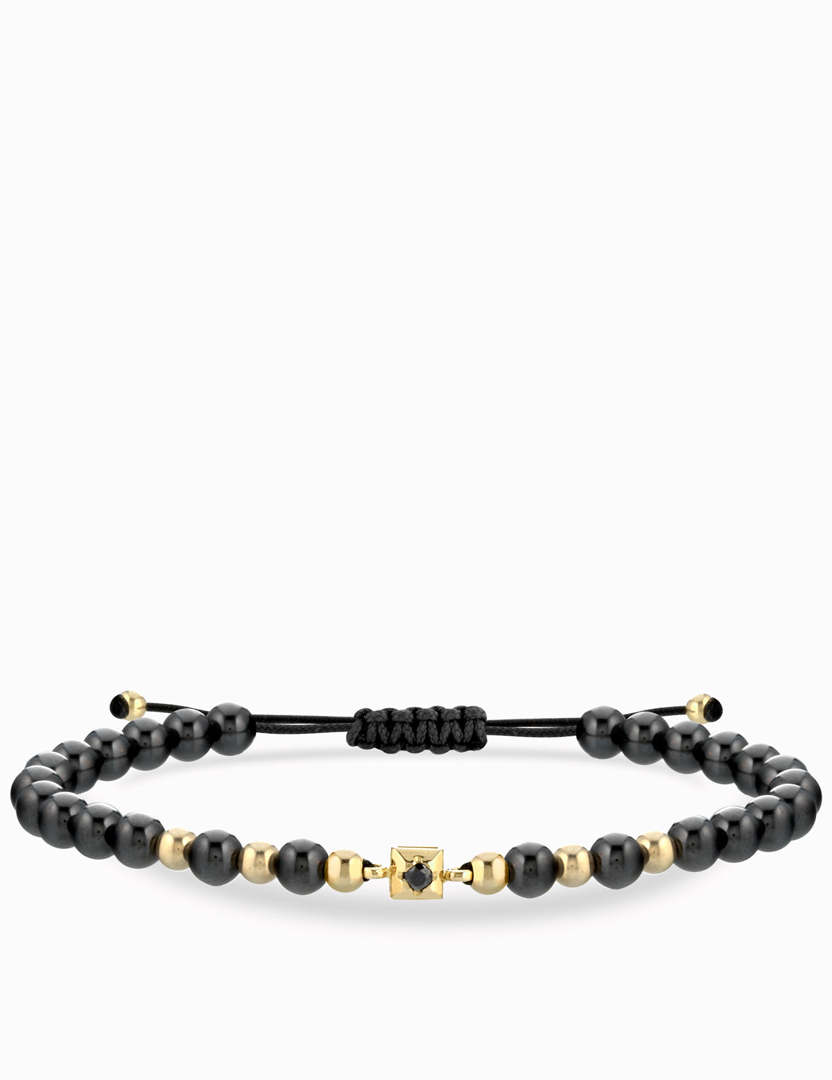BRACCIALE LACCIO CON CERAMICA IN ORO GIALLO CON PUNTO LUCE CENTRALE DI DIAMANTE NERO