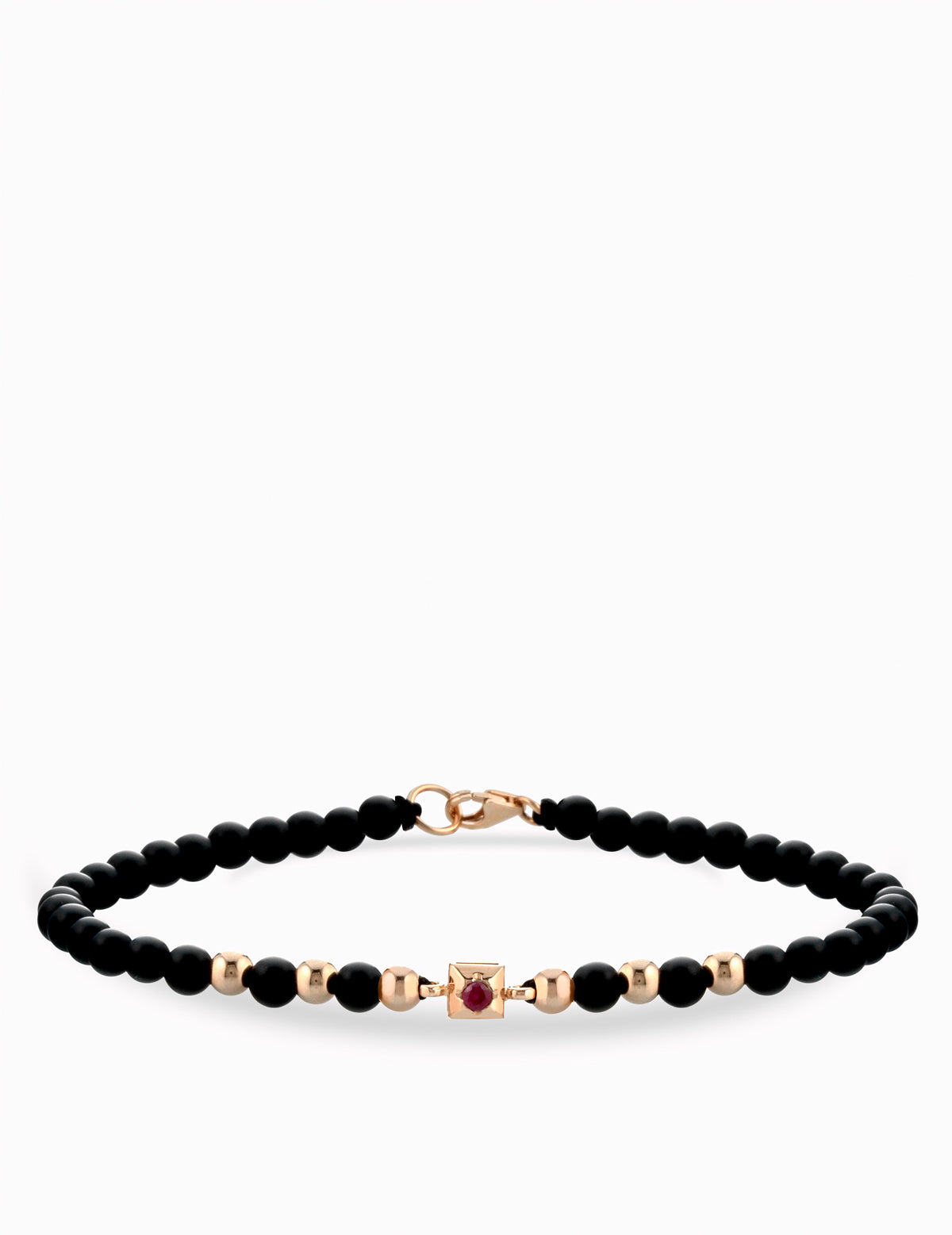 BRACCIALE LACCIO CON CONICE IN ORO ROSA PUNTO LUCE CENTRALE CON RUBINO