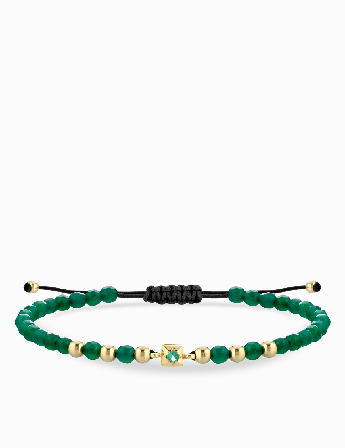 BRACCIALE LACCIO CON EMATITE VERDE IN ORO GIALLO PUNTO LUCE CENTRALE CON SMERALDO