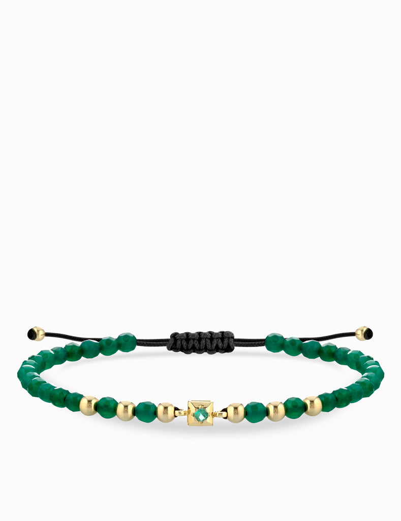 BRACCIALE LACCIO CON EMATITE VERDE IN ORO GIALLO PUNTO LUCE
