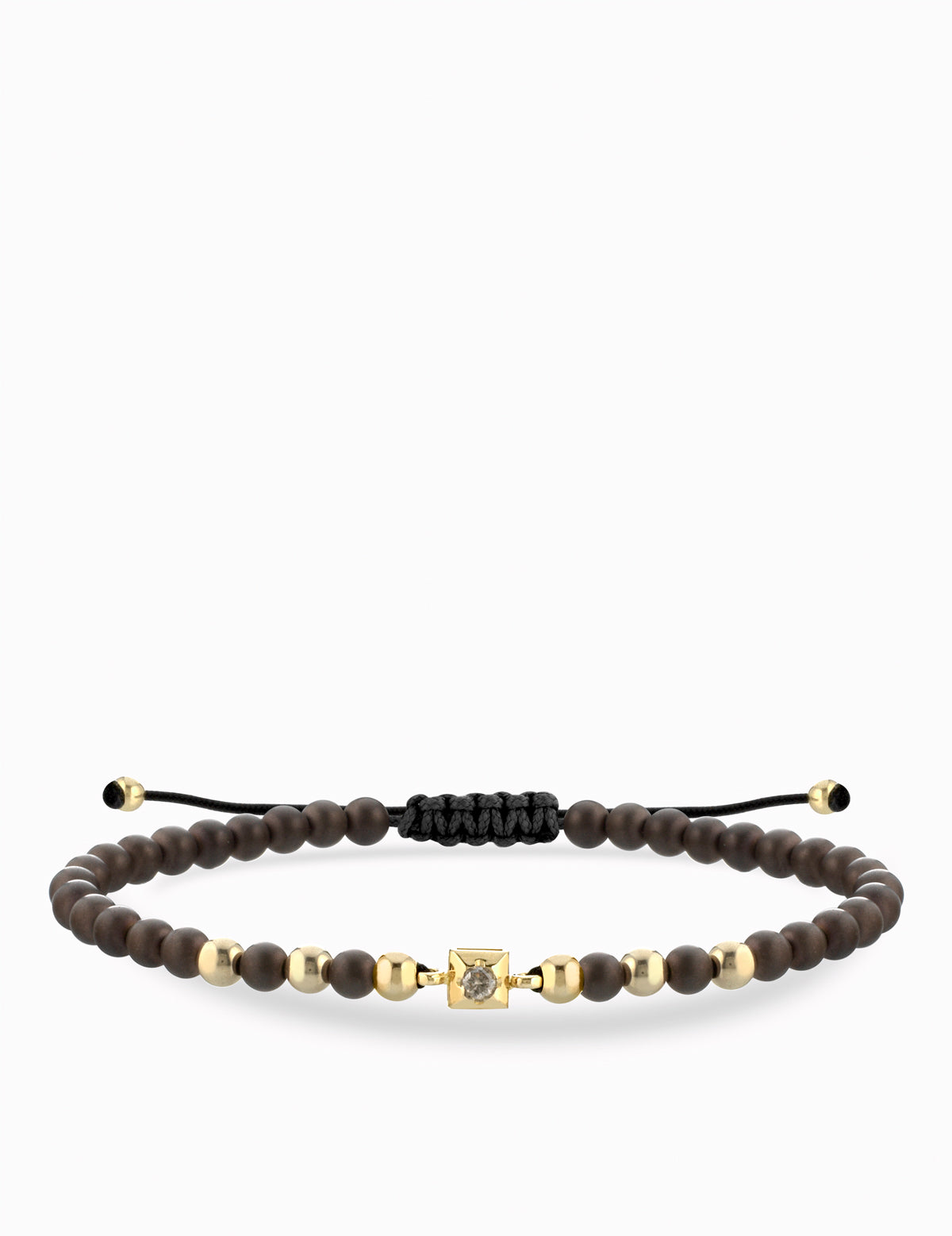 BRACCIALE LACCIO CON EMATITE MARRONE IN ORO GIALLO PUNTO LUCE CENTRALE CON DIAMANTE BROWN