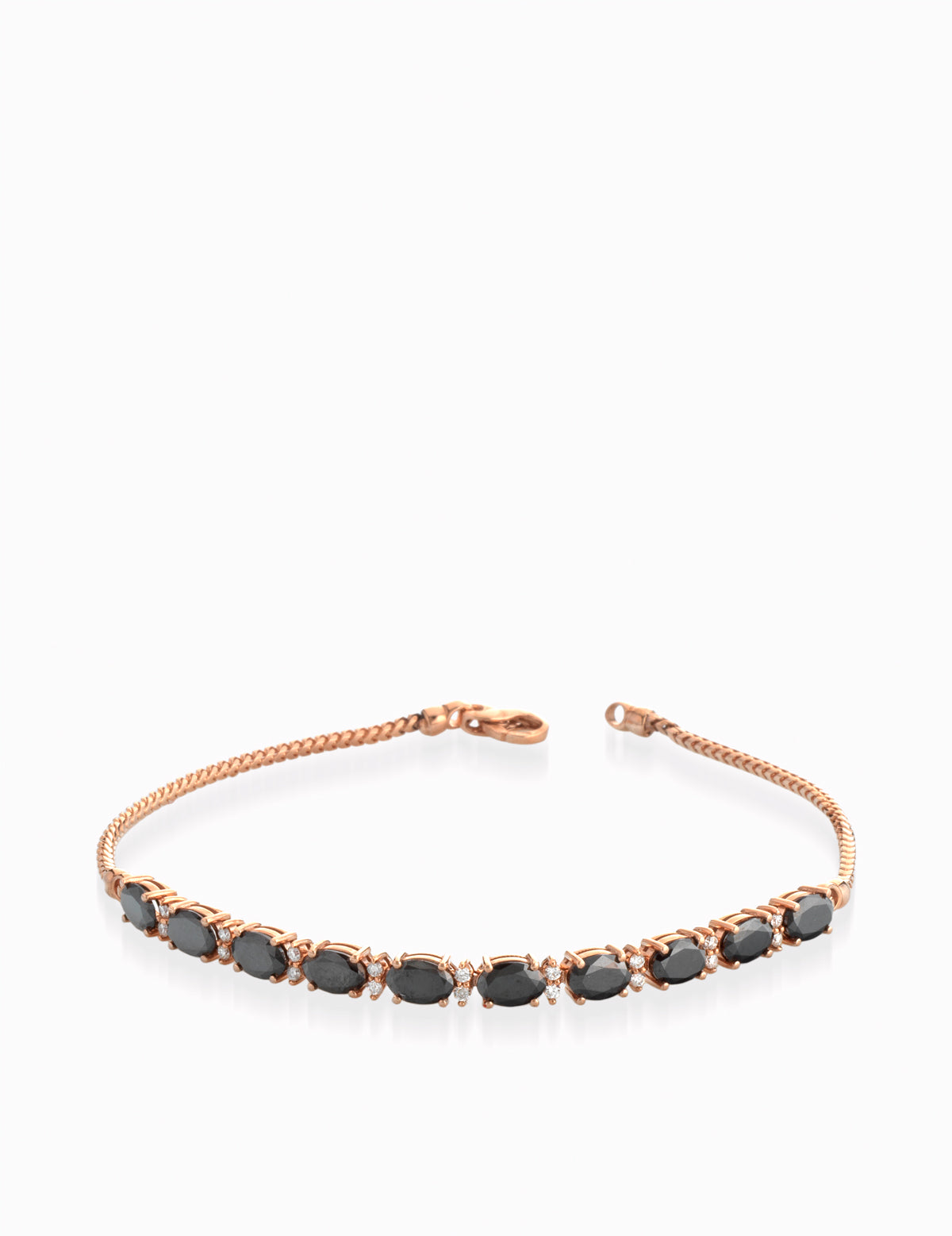 BRACCIALE CON CATENA IN ORO ROSA DIAMANTI E DIAMANTI NERI