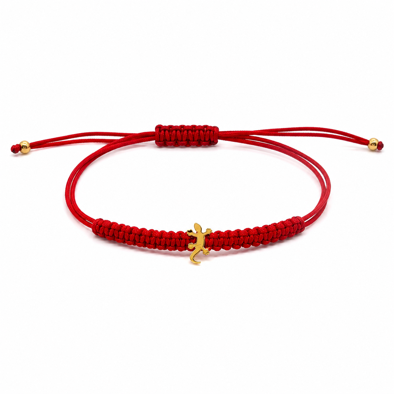 BRACCIALE CON CORDINO IN ROSSO GECO CENTRALE IN ORO GIALLO