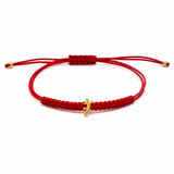 BRACCIALE CON CORDINO IN ROSSO GECO CENTRALE IN ORO GIALLO