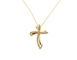 CROCE IN ORO GIALLO CON DIAMANTI E CATENA