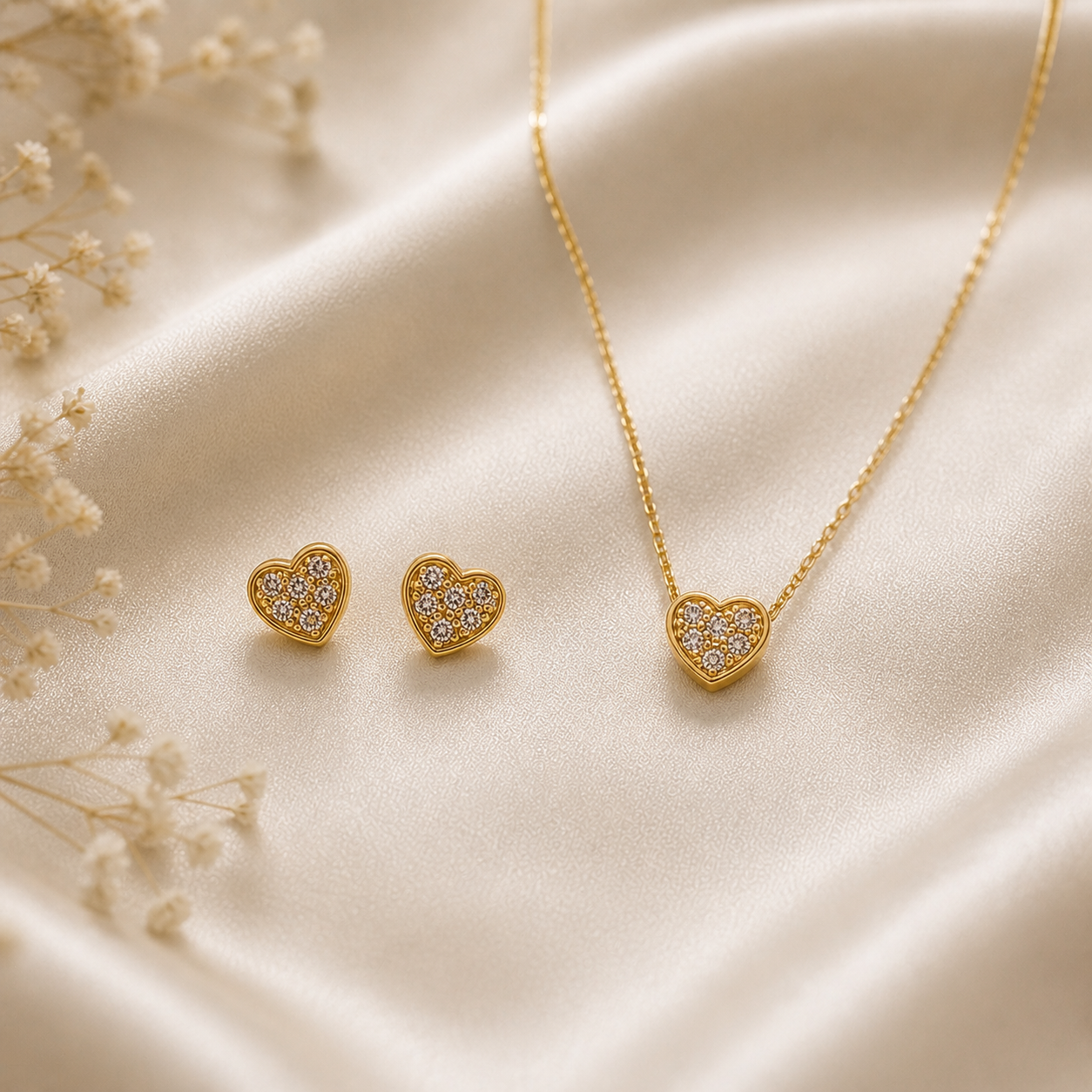 ORECCHINI CUORE IN ORO GIALLO CON DIAMANTI