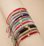 BRACCIALE LACCIO ROSSO  CON CUORE DI DIAMANTI IN ORO ROSA