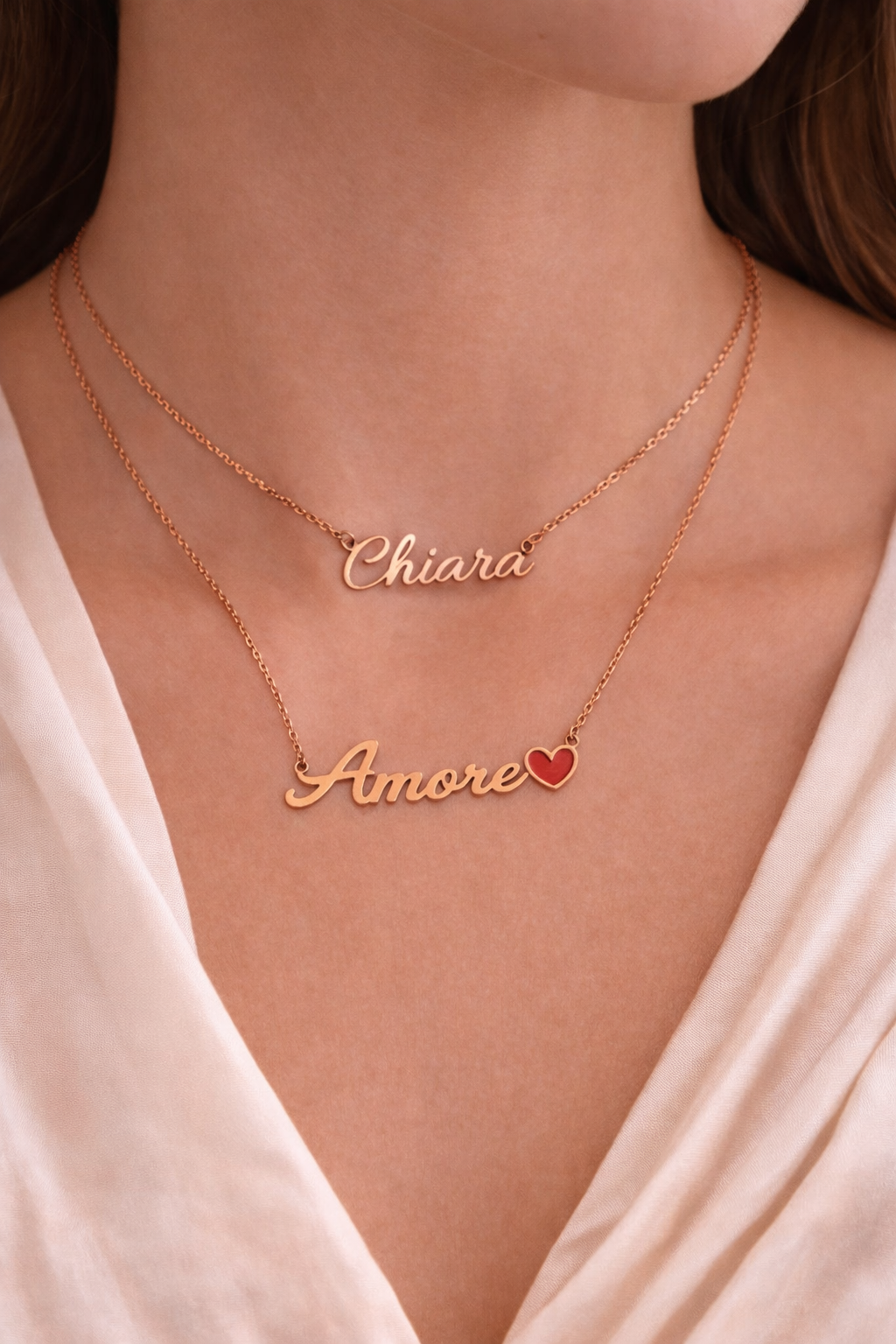 COLLANA PERSONALIZZABILE IN ORO 9KT CON SMALTO ROSSO