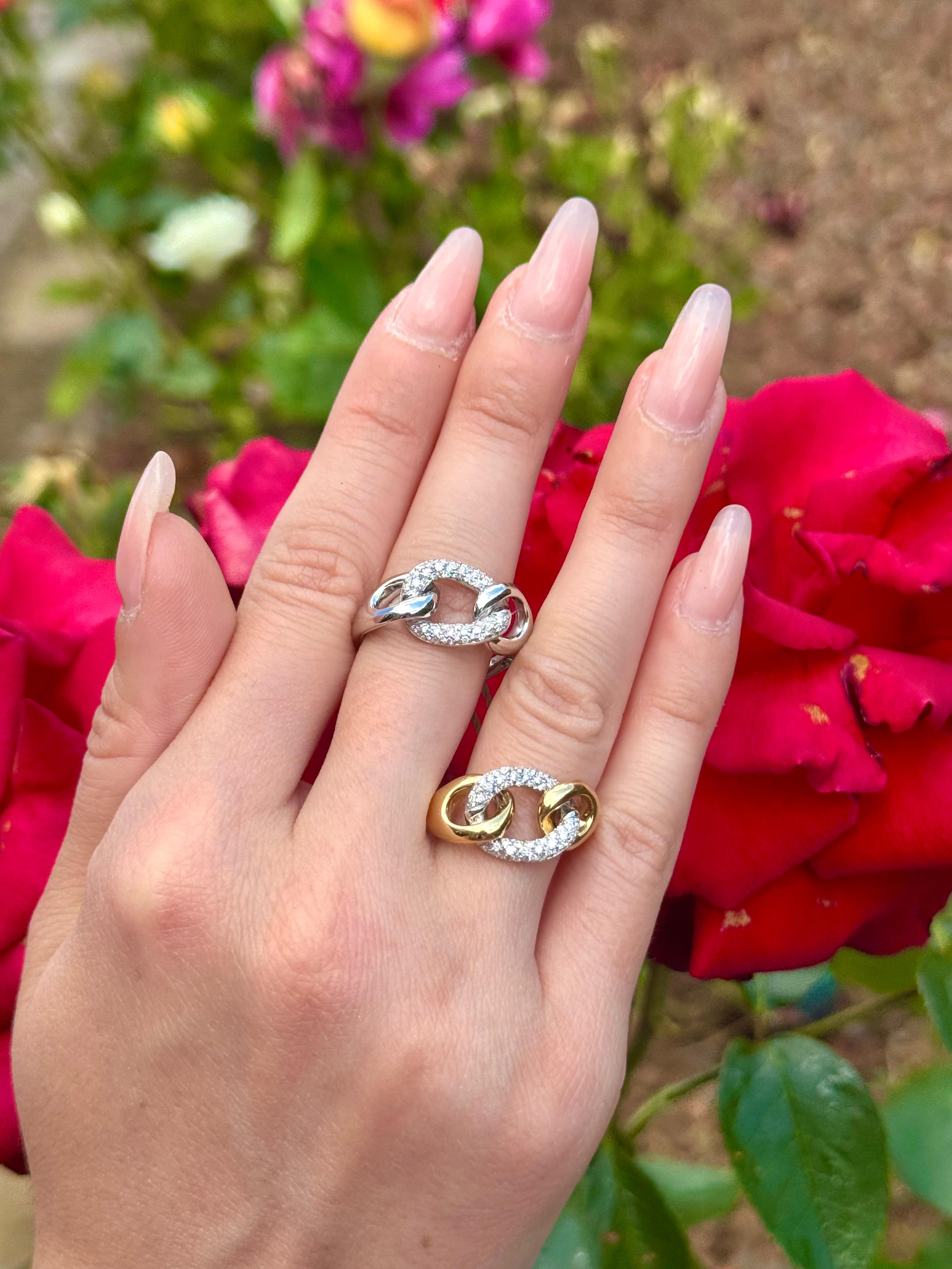 Anello groumette donna bicolore con diamanti