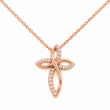 CROCE FANTASIA IN ORO ROSA CON DIAMANTI CON CATENA