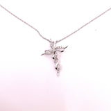 CROCE IN ORO BIANCO FANTASIA CON DIAMANTI E CATENA