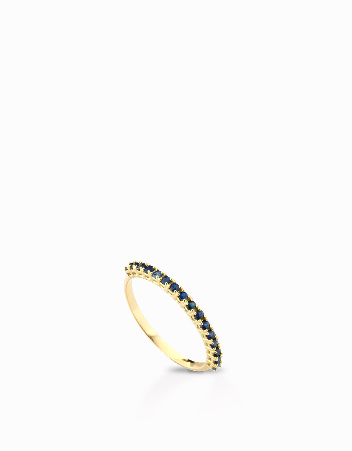 ANELLO MEZZA VERETTA IN ORO GIALLO CON ZAFFIRI