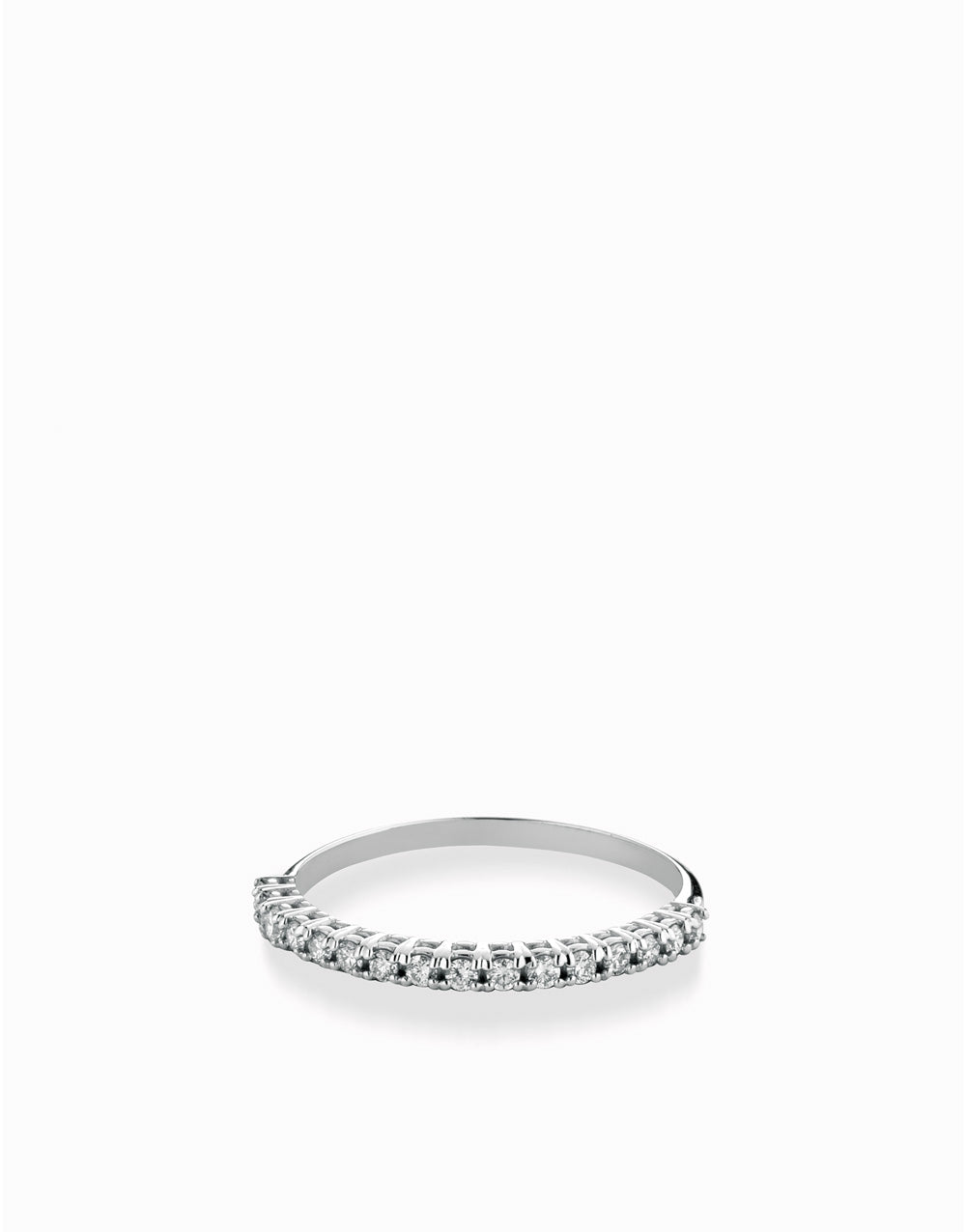 ANELLO MEZZA VERETTA  IN ORO BIANCO CON DIAMANTI