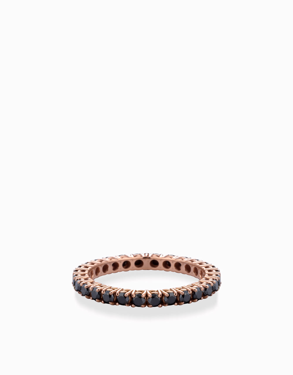 ANELLO VERETTA  IN ORO ROSA CON DIAMANTI NERI
