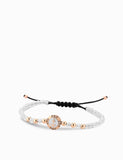 bracciale con ancora in cerchio diamanti ed ematite bianca
