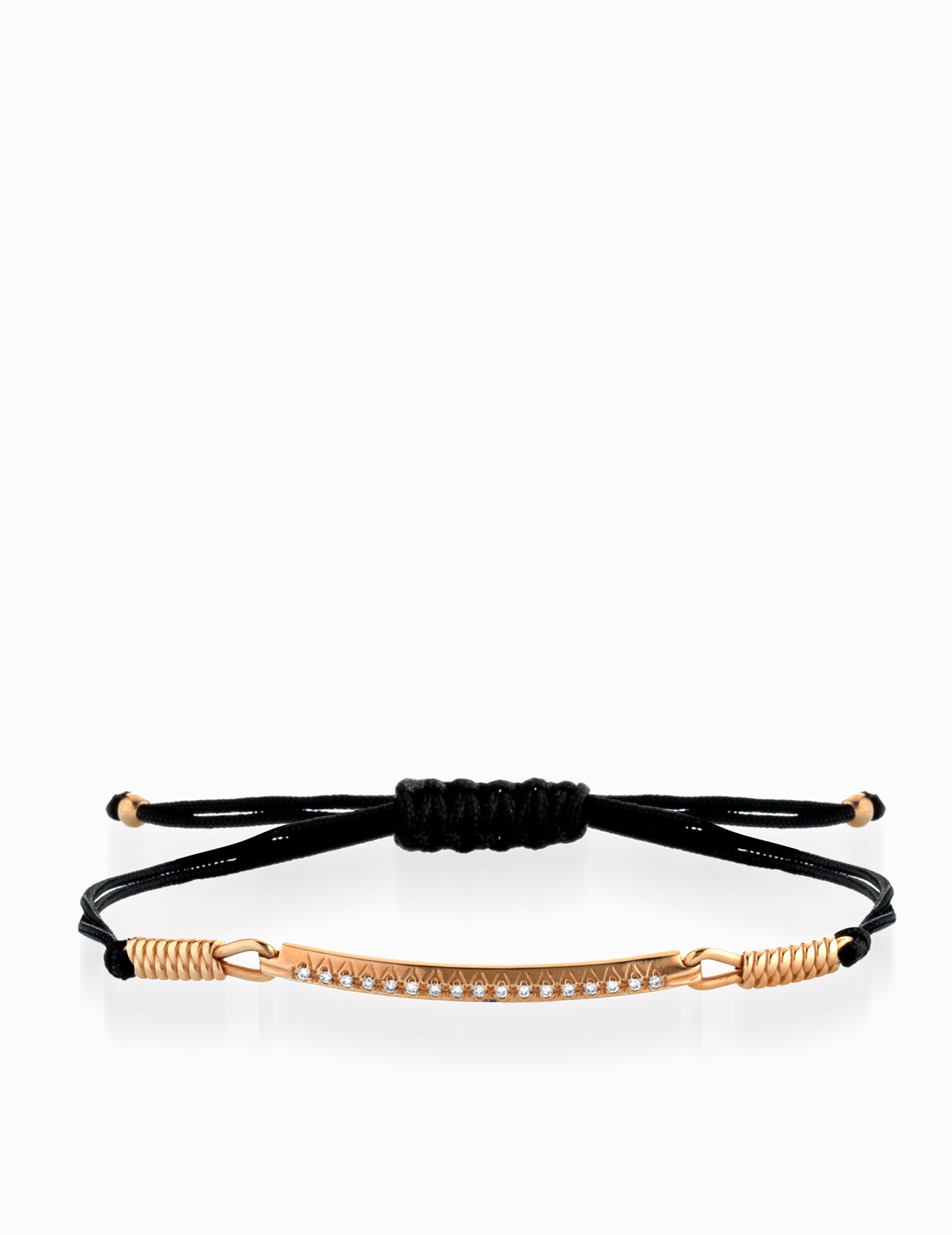 BRACCIALE CON LACCIO E BACHETTA CENTRALE DI DIAMANTI IN ORO ROSA